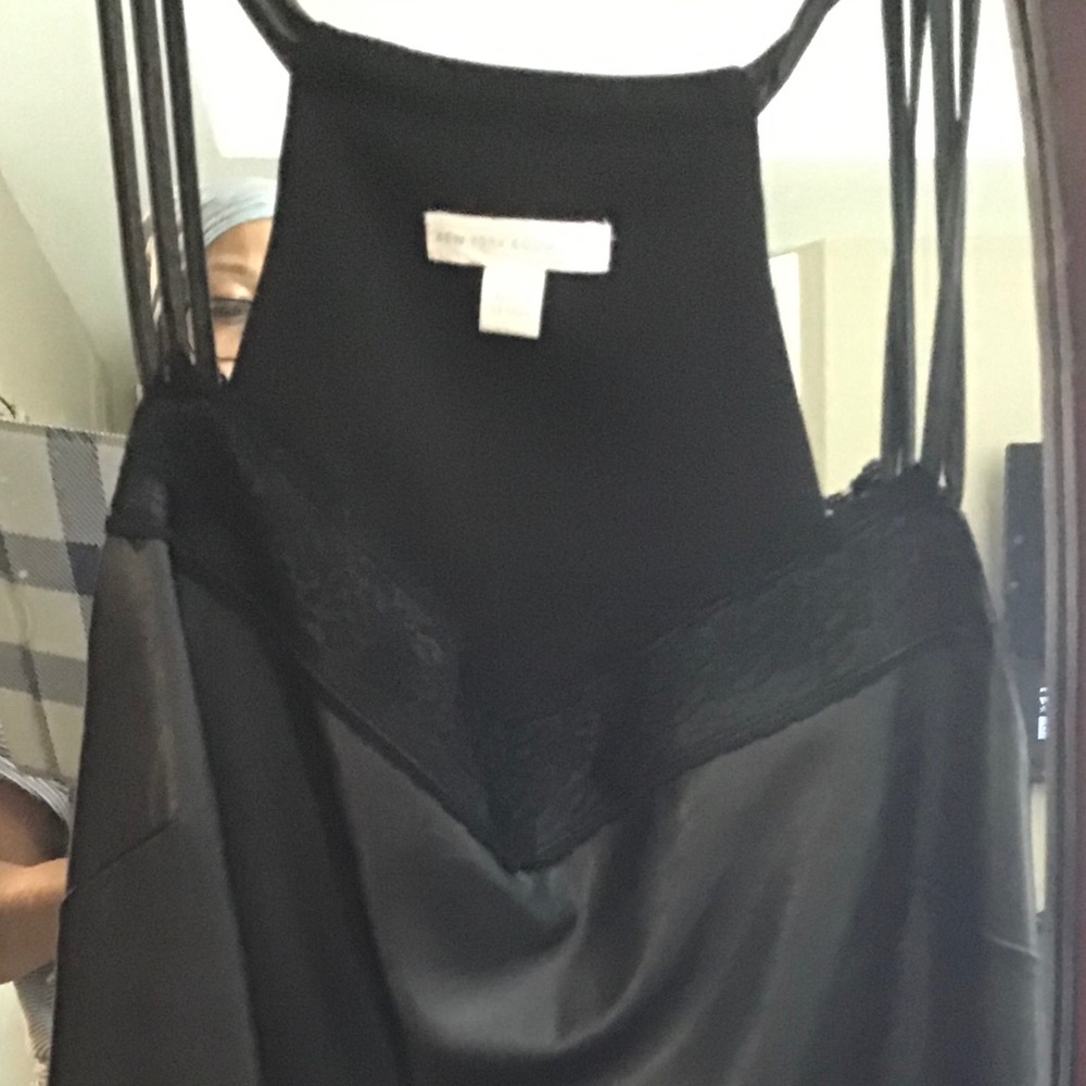 Black leather camisole